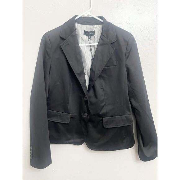 NWT Talbots Cotton Blend Black Blazer Jacket Size 10 Work Double Button - Picture 1 of 8